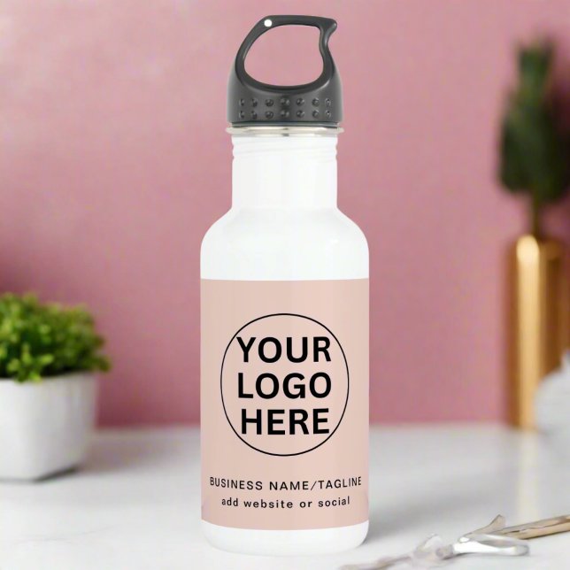 Bouteille D'eau Logo professionnel de marque rose pâle (Créateur téléchargé)