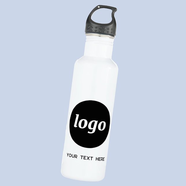 Bouteille D'eau Logo Simple Avec Entreprise Texte (Simple logo with custom text promotional business branding water bottle)