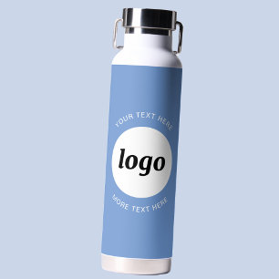 Bouteille D'eau Logo simple et texte bleu affaires