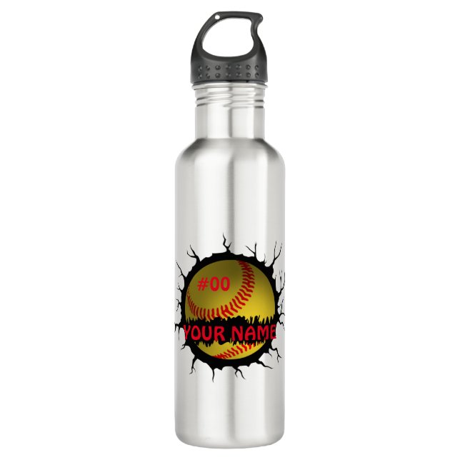 Bouteille D'eau Logo Softball, Softball Nom personnalisé, Cadeau S (Devant)
