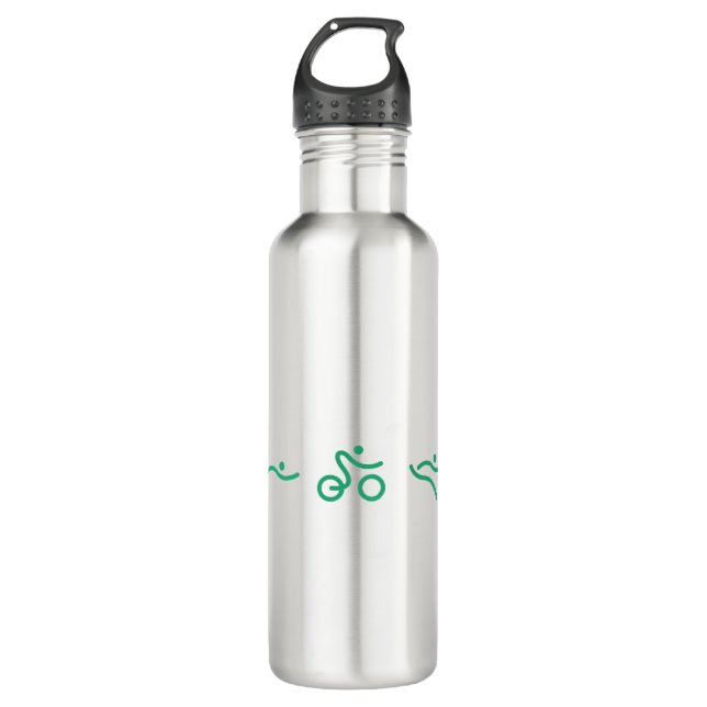 Bouteille D'eau Logo vert de triathlon (Devant)