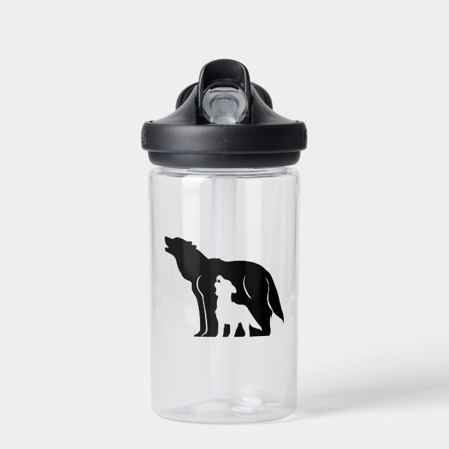Bouteille D'eau Loups noirs et blancs (Avant)