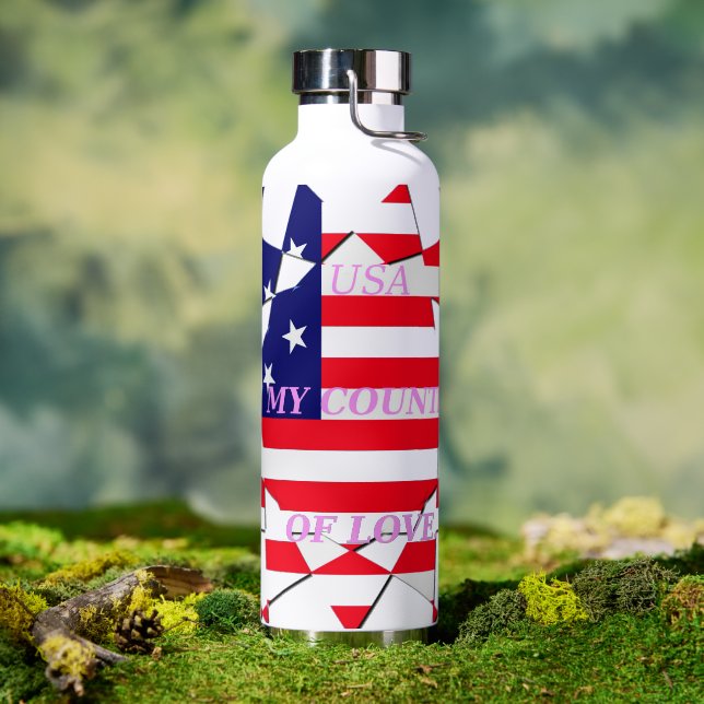 Bouteille D'eau Love USA : Country of Love Stay. Hydraté dans le s (Café)