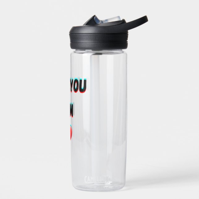 Bouteille D'eau Love You Mom - Typographie manuscrite au coeur (Gauche)