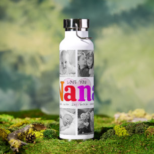 Bouteille D'eau Love You Nana Colorful Modern 10 Photo Collage