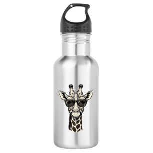 Bouteille D'eau Lunettes de soleil de girafe cool T-shirt à gravur