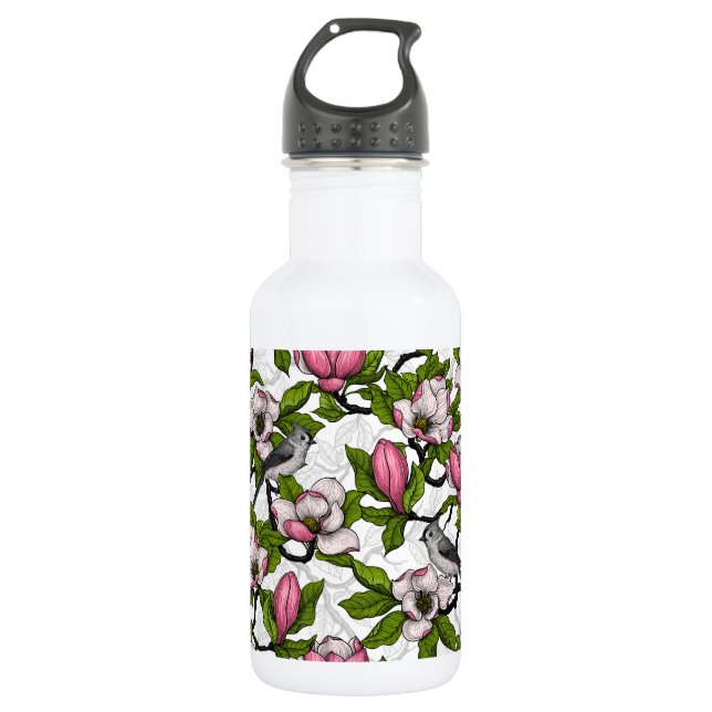 Bouteille D'eau Magnolia en floraison et tireur (Devant)