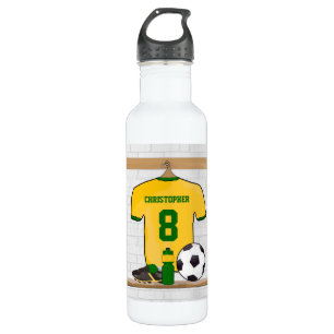 Bouteille D'eau maillot de football personnalisé jaune vert