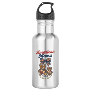 Bouteille D'eau Mama Américaine Ours Patriote Patchwork Vector Des
