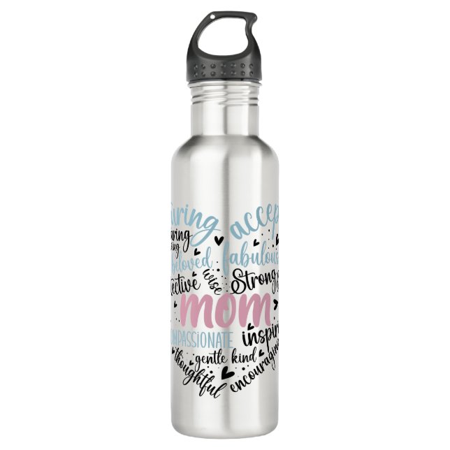 Bouteille D'eau Maman Coeur Aimant Soigner Doux Doux (Devant)