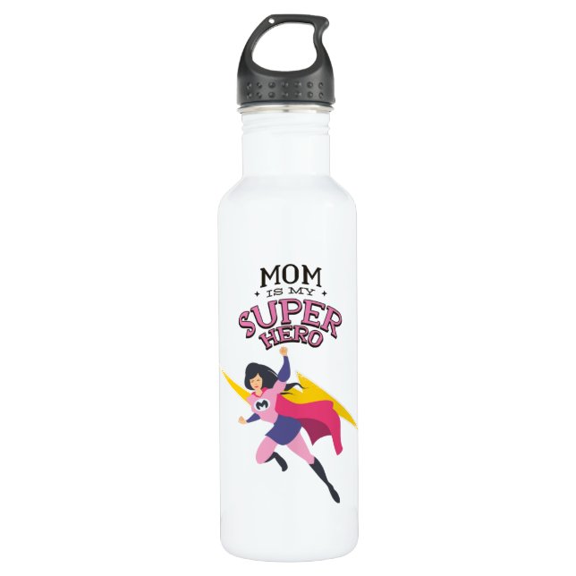 Bouteille D'eau Maman est mon super-héros (Devant)