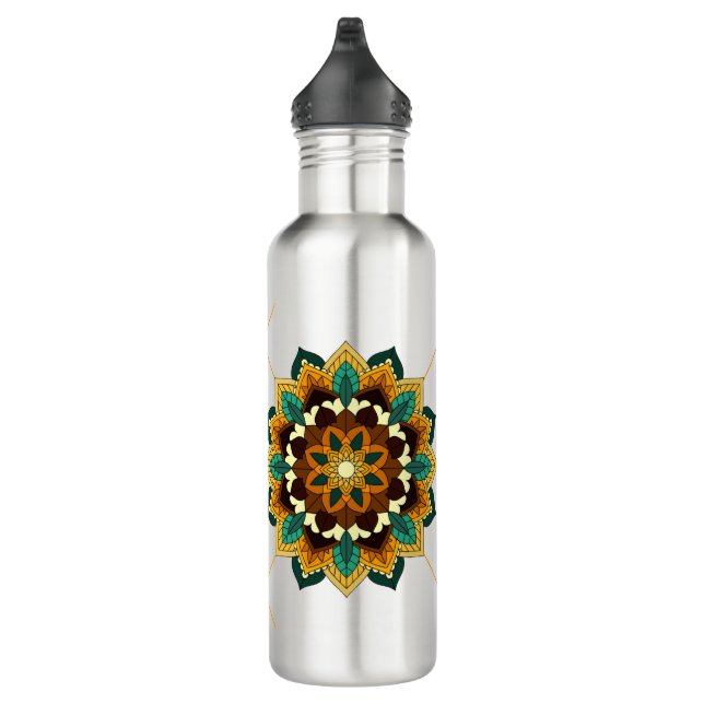 Bouteille D'eau Mandala Motif 02 en jaune et bronze 710 Ml Water B (Droite)
