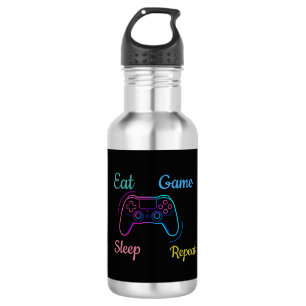 Bouteille D'eau Manger Jeu Dormir Répéter Néo-Typographie pour J