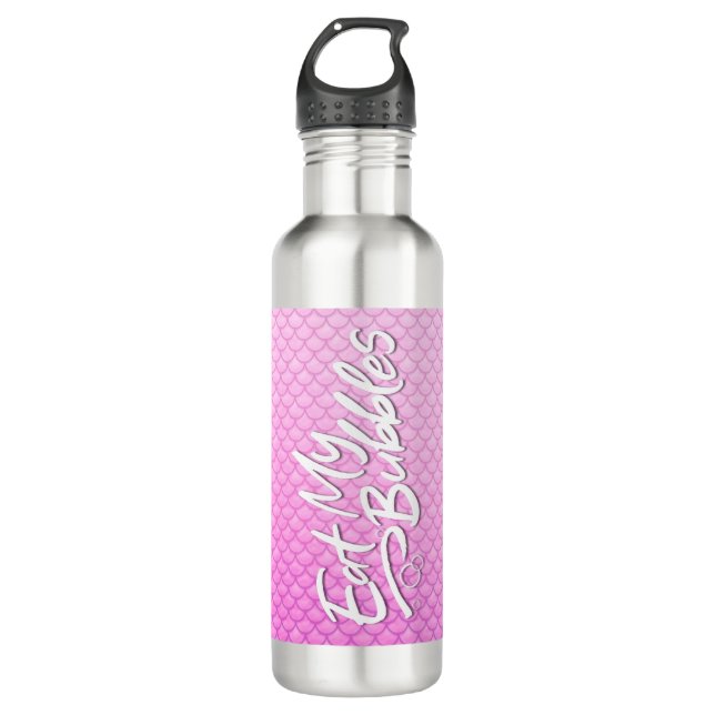 Bouteille D'eau "Mangez mes bulles" Pèse rose Vie de natation (Devant)