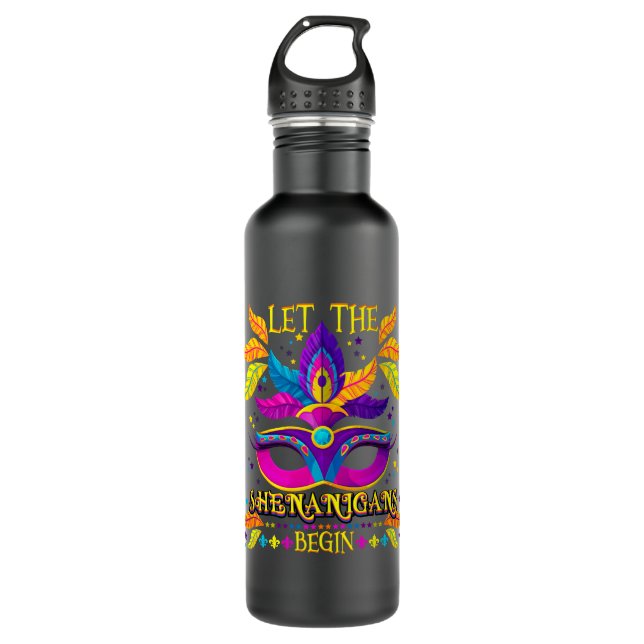 Bouteille D'eau Mardi Gras Costume Let The Shenanigans Begin Mask (Devant)