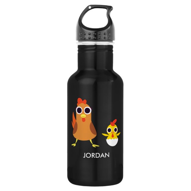 Bouteille D'eau Maria et bandit les poulets (Devant)