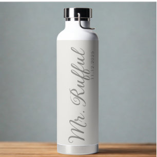 Bouteille D'eau Mariage moderne Nom de la chambre Date Orff blanc 