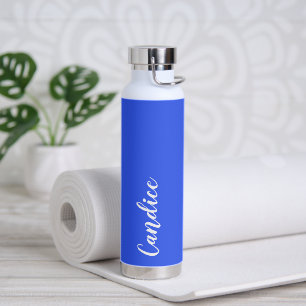 Bouteille D'eau Mariage royal bleu stylisé Nom de la servante
