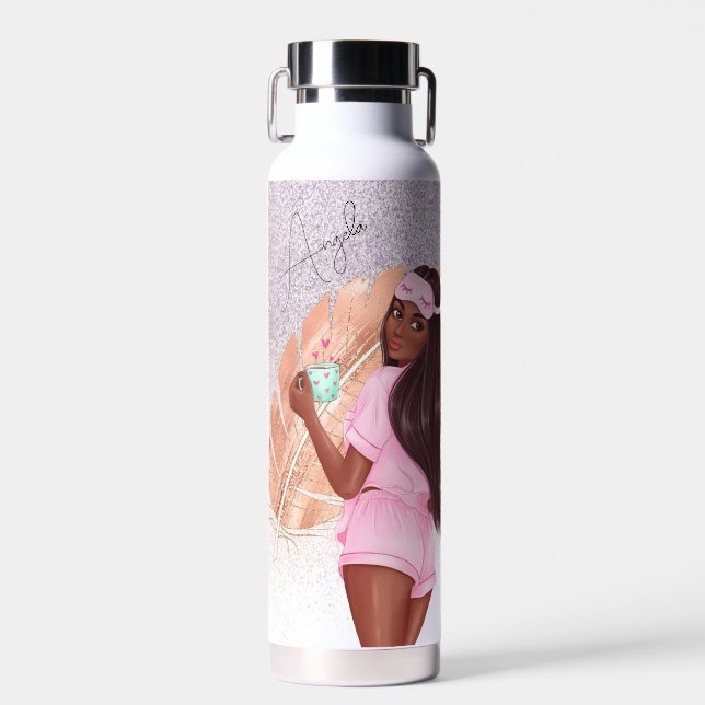 Bouteille D'eau Matin Faux Parties scintillant fille Noir (Avant)