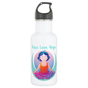 Bouteille D'eau Méditation de fille de yoga d'amour de paix dans