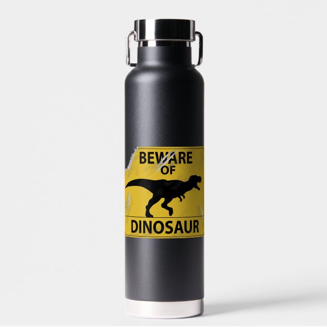 Bouteille D'eau Méfiez-vous du Dinosaur (endommagé par Dino) (Avant)