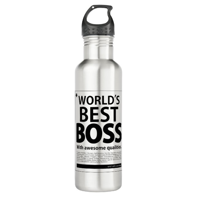 Bouteille D'eau Meilleur Boss du monde, avec qualité Aweome (Devant)