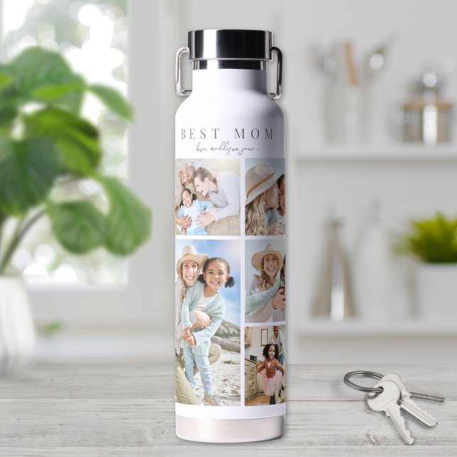 Bouteille D'eau Meilleur Collage Photo de Maman (Best Mom Photo Collage Water Bottle)