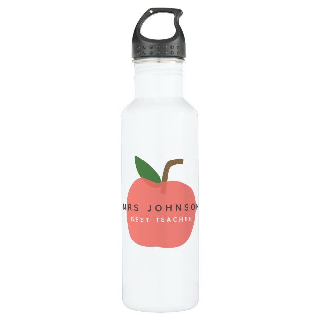 Bouteille D'eau Meilleur enseignant | Apple Cute Fun Nom Moderne S (Devant)