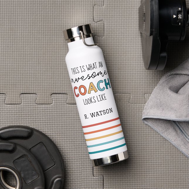 Bouteille D'eau Meilleur Entraîneur Personnalisé | Cadeaux de cars (Couvercle)