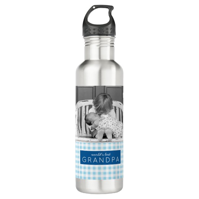 Bouteille D'eau Meilleur grand-père au monde avec une photo person (Devant)