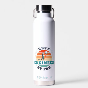 Bouteille D'eau Meilleur Ingénieur Par Par Retro Golf Lover Annive