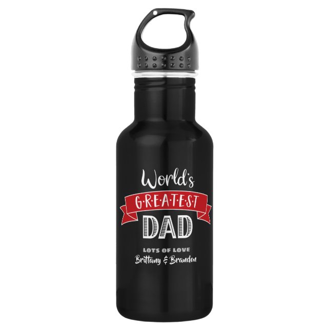 Bouteille D'eau Meilleur papa du monde moderne bannière rouge Cool (Devant)