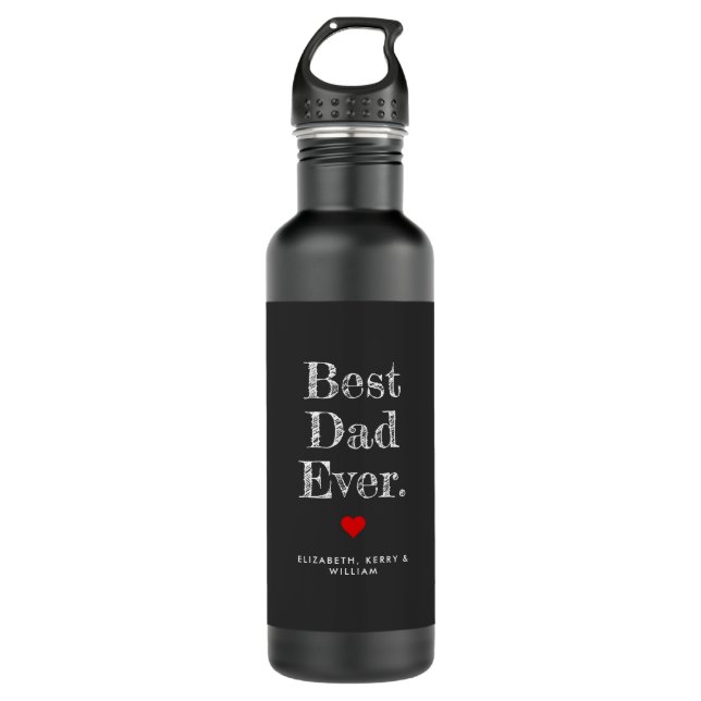 Bouteille D'eau Meilleur papa jamais des noms personnalisés (Devant)