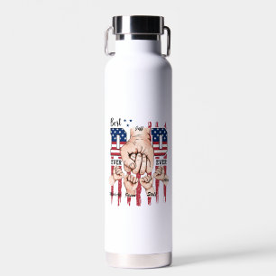 Bouteille D'eau Meilleur papa jamais - Fist Bump USA Drapeau - 4 E