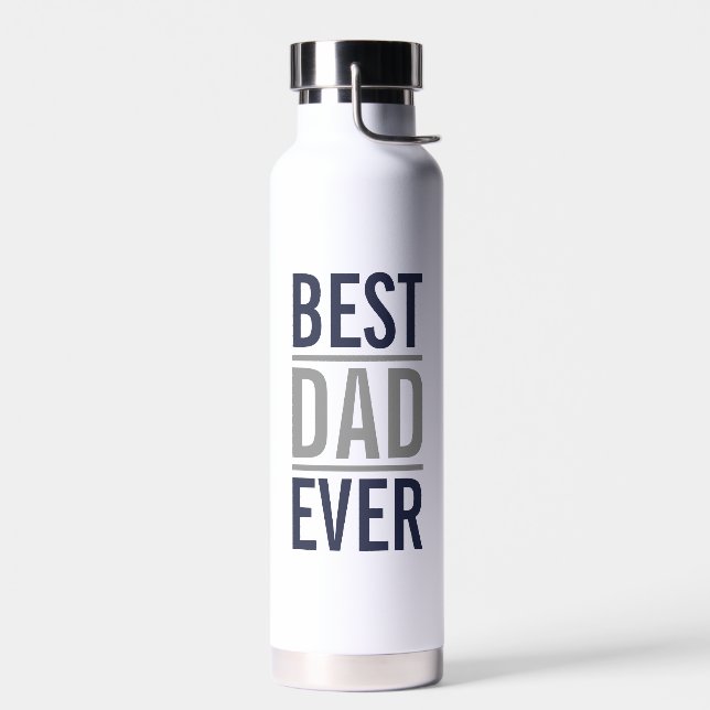 Bouteille D'eau Meilleur papa jamais | Marine bleu moderne (Gauche)