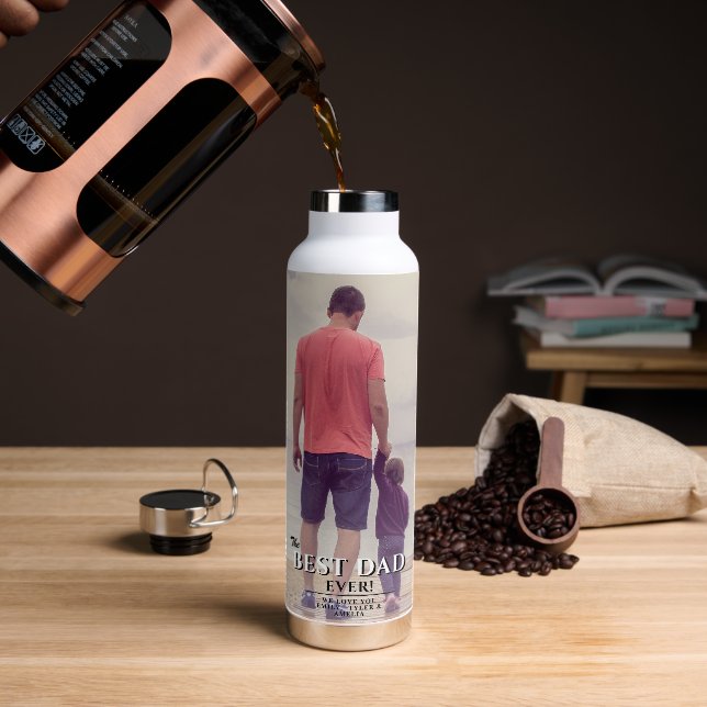 Bouteille D'eau Meilleur papa jamais Typographie Père pleine photo (Gym)