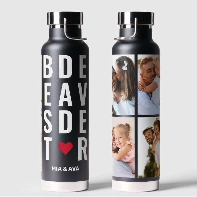 Bouteille D'eau Meilleur papa Jour Typographie Noms Personnalisés  (Créateur téléchargé)