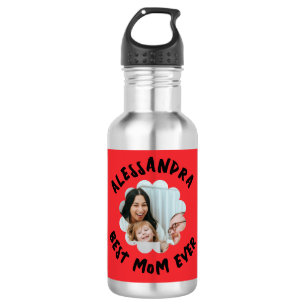 Bouteille D'eau Meilleure maman jamais photo floral monogramme fle
