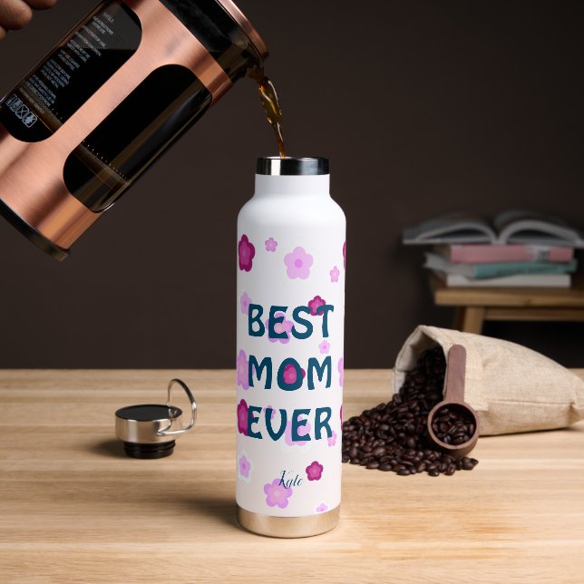 Bouteille D'eau Meilleure maman rose moderne jamais mignonne fleur (Gym)