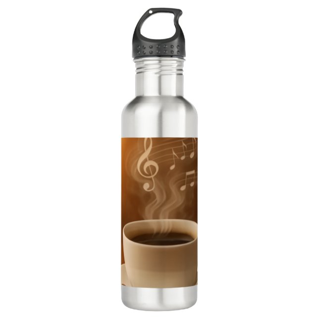 Bouteille D'eau "Melodies in Steam: Musical Coffee Cup Art Mug" (Devant)