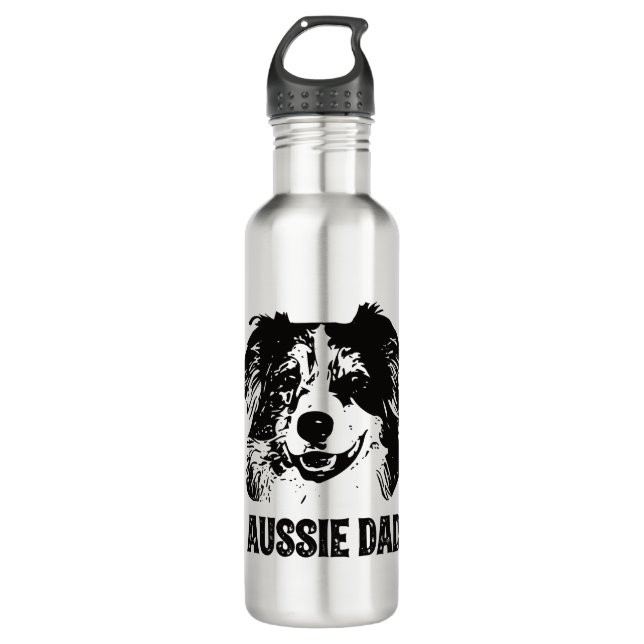 Bouteille D'eau Mens Aussie Papa - Australian Shepherd Chien Papa (Devant)