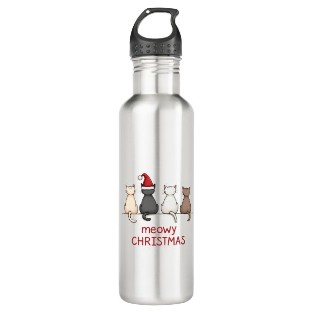 Bouteille D'eau Meowy Catmas Cat Christmas Cute Kitten Cats Santa  (Devant)