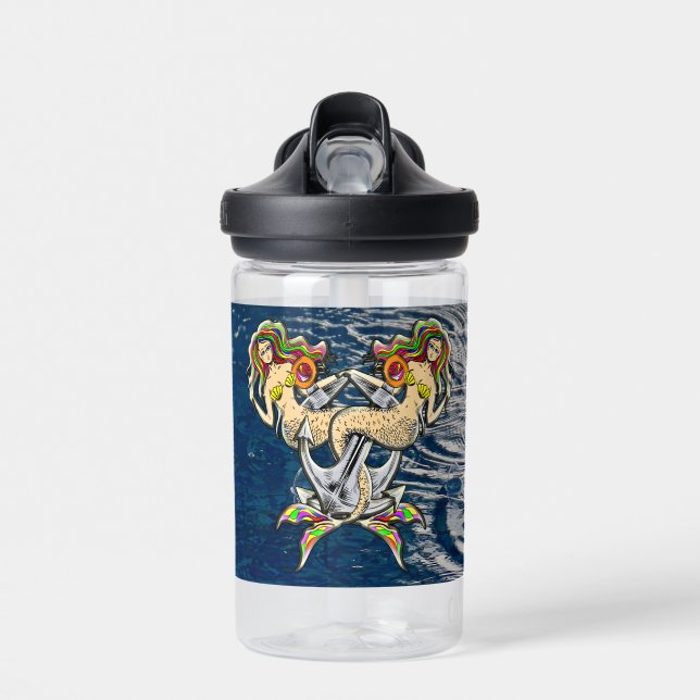 Bouteille D'eau Mermaids - Design nautique pour les amoureux des o (Avant)