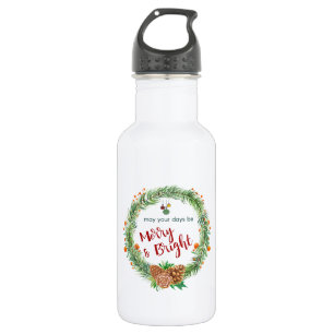Bouteille D'eau Merry & Bright Christmas Wreath