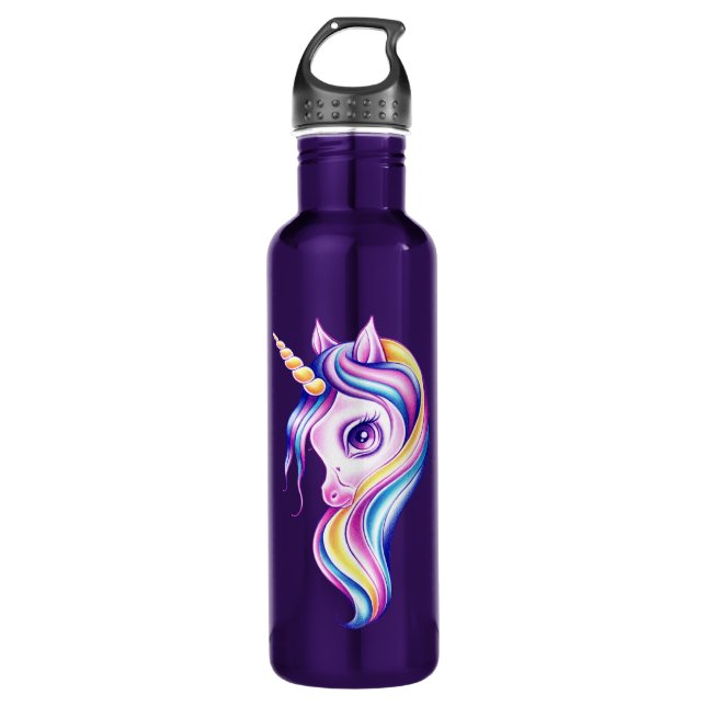 Bouteille d'eau métallique de licorne de bruit de (Devant)
