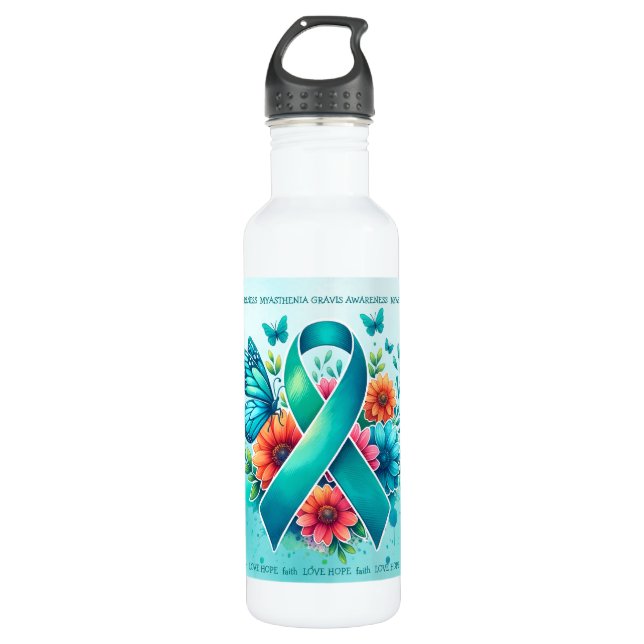 Bouteille D'eau MG Sensibilisation | Myasthenia Gravis Ribbon (Devant)