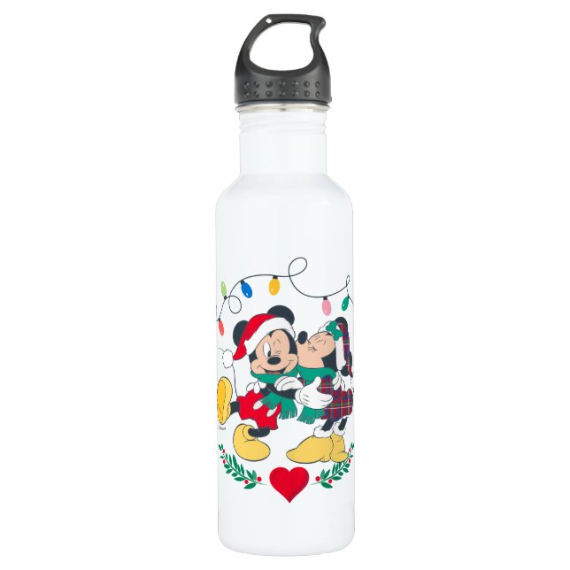 Bouteille D'eau Mickey et Minnie| Baisers de vacances (Devant)