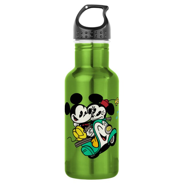 Bouteille D'eau Mickey français| Mickey et Minnie sur Vespa (Devant)