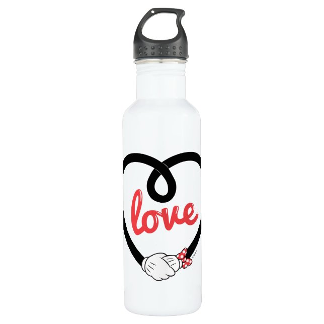 Bouteille D'eau Mickey & Minnie | Amour du coeur (Devant)