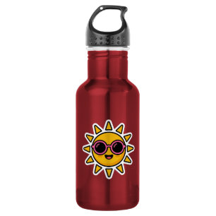 Bouteille D'eau Mignon Kawaii Soleil Rétro Portant des Lunettes de